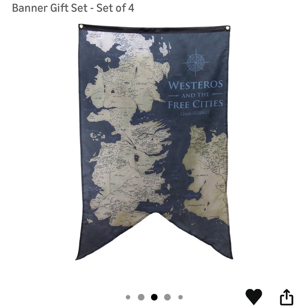 Game of Thrones House Sigils & Westeros Map Wall Banner Gift Set - Set of 4 - Picture 12 of 12